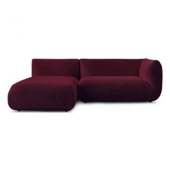 Colțar burgundy cu tapițerie din catifea reiată (cu colțar pe partea stângă ) Lecomte – Bobochic Paris