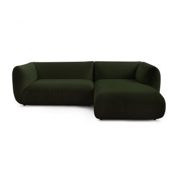 Colțar verde cu tapițerie din catifea reiată (cu colțar pe partea dreaptă) Lecomte – Bobochic Paris