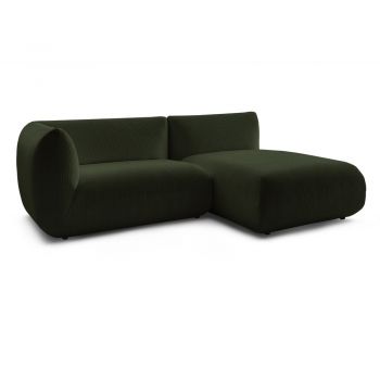 Colțar verde cu tapițerie din catifea reiată (cu colțar pe partea dreaptă) Lecomte – Bobochic Paris