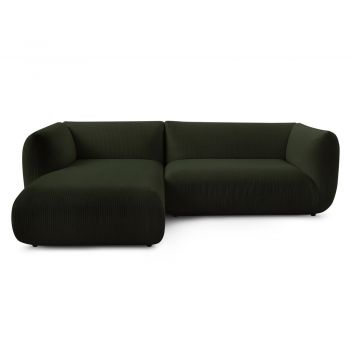 Colțar verde cu tapițerie din catifea reiată (cu colțar pe partea stângă ) Lecomte – Bobochic Paris