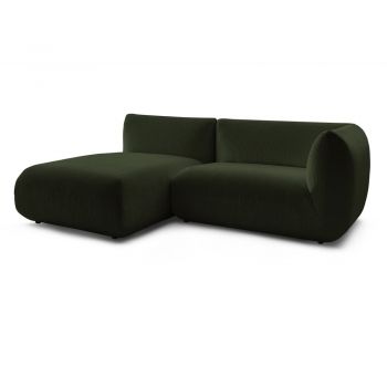 Colțar verde cu tapițerie din catifea reiată (cu colțar pe partea stângă ) Lecomte – Bobochic Paris
