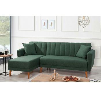 Coltar Extensibil Aqua Kose, Stanga, 225x145x85 cm - Verde Inchis ieftin