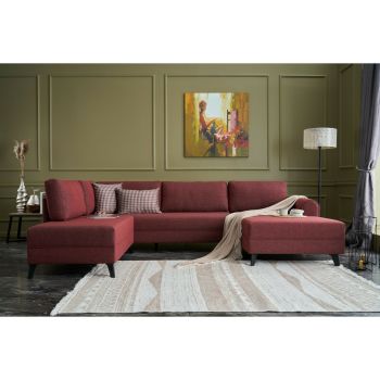 Coltar Forma U Belen, 300x202x78 cm - Rosu Bordo ieftin