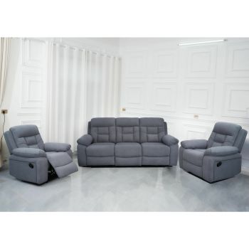 Set Recliner Miria, 3-1-1 Canapea 3L - 214x97x95 cm, Fotoliu 98x97x95 cm, Gri la reducere