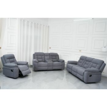 Set Recliner Miria 3-2-1, Canapea 3L - 214x97x95 cm, Canapea 2L - 186x97x95 cm, Fotoliu 98x97x95 cm, Gri