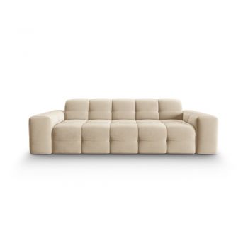 Canapea bej cu tapițerie din catifea 222 cm Kendal – Micadoni Home