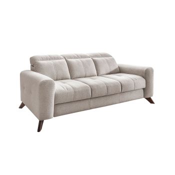 Canapea Extensibila, 3 Locuri, tapitata cu stofa, Tetiere Reglabile, Imperius Bej Deschis, l237xA104xH84-100 cm