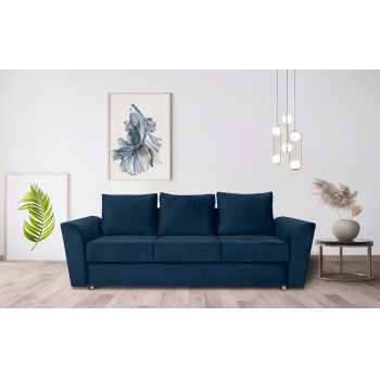 Canapea extensibila Ferrara, 232x97x75 cm, cu lada de depozitare, Albastru la reducere