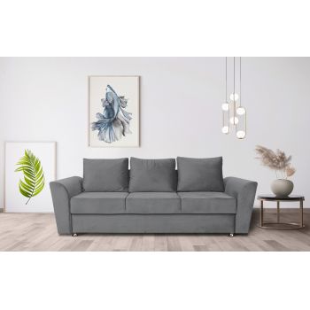 Canapea extensibila Ferrara, 232x97x75 cm, cu lada de depozitare, Antracit