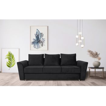 Canapea extensibila Ferrara, 232x97x75 cm, cu lada de depozitare, Graphite ieftina