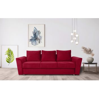 Canapea extensibila Ferrara, 232x97x75 cm, cu lada de depozitare, Rosu