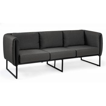 Canapea fixa pentru gradina / terasa, din aluminiu tapitata cu stofa, 3 locuri, Pixel Antracit, l186xA74xH72 cm Canapea fixa pentru gradina / terasa, din aluminiu tapitata cu stofa, 3 locuri, Pixel Antracit, l186xA74xH72 cm