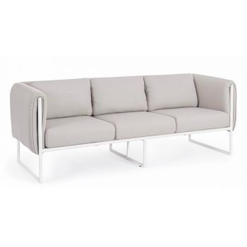 Canapea fixa pentru gradina / terasa, din aluminiu tapitata cu stofa, 3 locuri, Pixel Gri Deschis / Alb, l186xA74xH72 cm Canapea fixa pentru gradina / terasa, din aluminiu tapitata cu stofa, 3 locuri, Pixel Gri Deschis / Alb, l186xA74xH72 cm