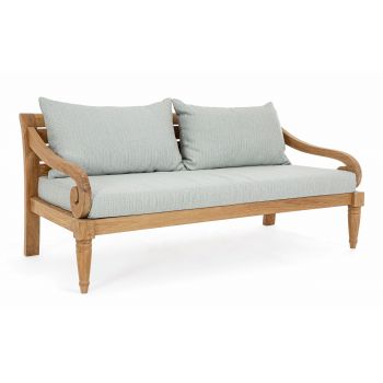 Canapea fixa pentru gradina / terasa, din lemn de tec, 3 locuri, Karuba Bleu / Natural, l165xA80xH75 cm Canapea fixa pentru gradina / terasa, din lemn de tec, 3 locuri, Karuba Bleu / Natural, l165xA80xH75 cm
