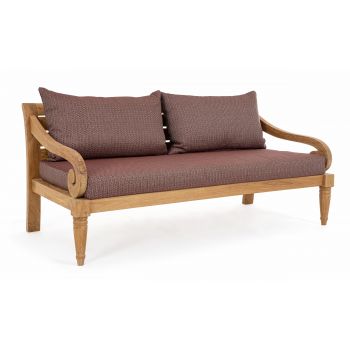 Canapea fixa pentru gradina / terasa, din lemn de tec, 3 locuri, Karuba Burgundy / Natural, l165xA80xH75 cm Canapea fixa pentru gradina / terasa, din lemn de tec, 3 locuri, Karuba Burgundy / Natural, l165xA80xH75 cm