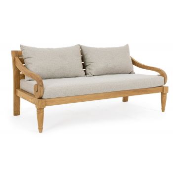 Canapea fixa pentru gradina / terasa, din lemn de tec, 3 locuri, Karuba Gri Deschis / Natural, l165xA80xH75 cm Canapea fixa pentru gradina / terasa, din lemn de tec, 3 locuri, Karuba Gri Deschis / Natural, l165xA80xH75 cm
