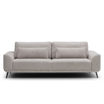 Canapea Functie Sleep, 3 Locuri, tapitata cu stofa, Sezut Reglabil, Tetiere Reglabile, Mistyque Nude, l248xA113xH79-120 cm
