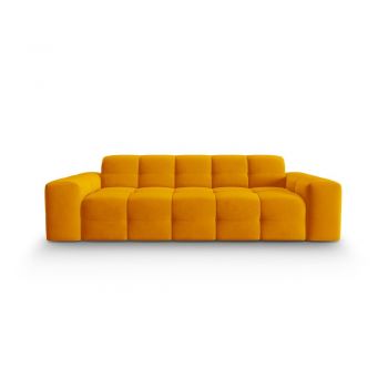 Canapea galben ocru cu tapițerie din catifea 222 cm Kendal – Micadoni Home