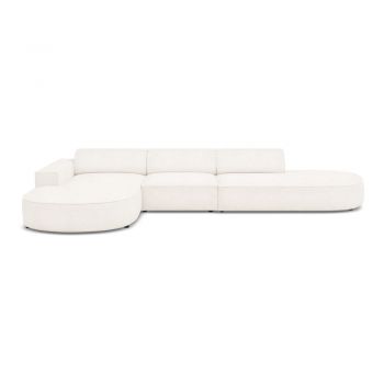Colțar bej cu tapițerie bouclé (pe partea stângă) Jodie – Micadoni Home