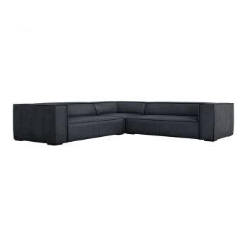 Colțar negru cu tapițerie din piele (cu șezlong variabil) Madame – Windsor & Co Sofas