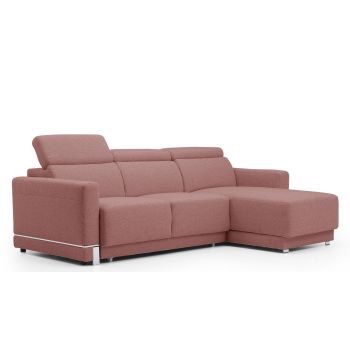 Coltar Extensibil Bellisimi Small Roz Inchis, Sezlong pe Dreapta, cu Lada de Depozitare, tapitat cu Stofa, Tetiere Reglabile, l248xA173xH85-103 cm