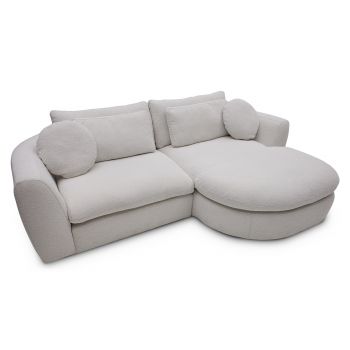 Coltar Fix Amsty Round Small Ivoir, Sezlong pe Dreapta, tapitat cu Stofa, Perne Incluse, l250xA165xH88 cm