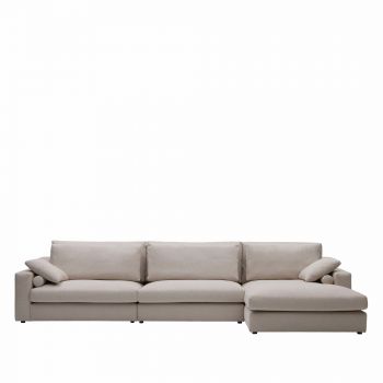 Coltar Fix Atlantiss Bej Deschis, Sezlong pe Dreapta, tapitat cu Stofa, l376xA172xH94 cm