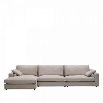 Coltar Fix Atlantiss Bej Deschis, Sezlong pe Stanga, tapitat cu Stofa, l376xA172xH94 cm