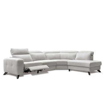 Coltar Fix Imperius Medium Bej Deschis, Sezlong pe Dreapta, cu Lada de Depozitare, tapitat cu Stofa, Mecanism Recliner, Tetiere Reglabile, l292xA238xH84-100 cm