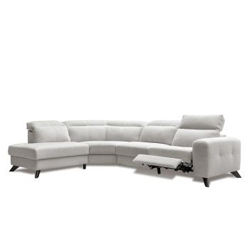 Coltar Fix Imperius Medium Bej Deschis, Sezlong pe Stanga, cu Lada de Depozitare, tapitat cu Stofa, Mecanism Recliner, Tetiere Reglabile, l292xA238xH84-100 cm
