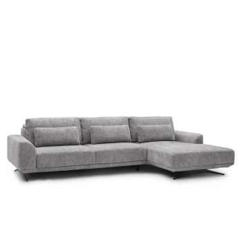 Coltar Functie Sleep Mistyque Medium Gri, Sezlong pe Dreapta, tapitat cu Stofa, Sezut Reglabil, Tetiere Reglabile, l320xA185xH79-120 cm