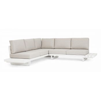 Coltar modular pentru gradina / terasa, din aluminiu, cu perne detasabile, Infinity Alb, l253xA172xH80 cm Coltar modular pentru gradina / terasa, din aluminiu, cu perne detasabile, Infinity Alb, l253xA172xH80 cm