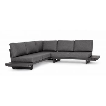 Coltar modular pentru gradina / terasa, din aluminiu, cu perne detasabile, Infinity Antracit, l253xA172xH80 cm Coltar modular pentru gradina / terasa, din aluminiu, cu perne detasabile, Infinity Antracit, l253xA172xH80 cm