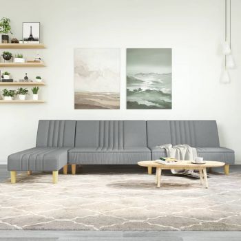 vidaXL Canapea extensibilă în formă de L gri 255x140x70 cm textil