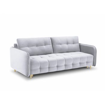 Canapea cu functie pat tapitata cu catifea Argintiu cu picioare customizabile L219cm Scaleta