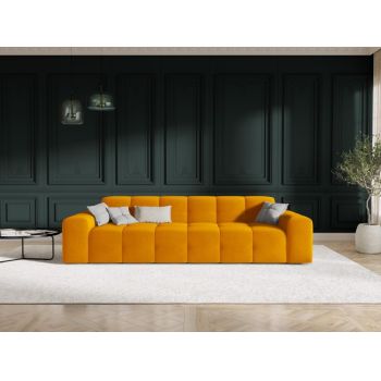 Canapea fixa tapitata cu Catifea Portocaliu in dimensiuni multiple Kendal Limited Edition