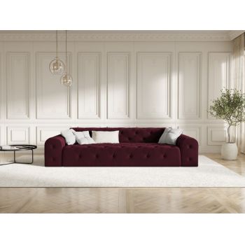 Canapea fixa tapitata cu Catifea Rosu Burgundy in dimensiuni multiple Candice