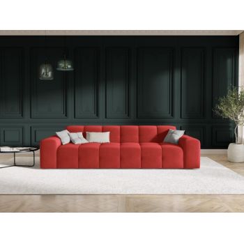 Canapea fixa tapitata cu Catifea Rosu in dimensiuni multiple Kendal Limited Edition