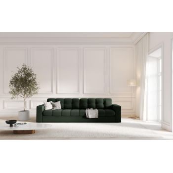 Canapea fixa tapitata cu Stofa Verde inchis in dimensiuni multiple Justin Limited Edition