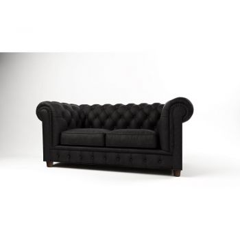 Canapea neagră cu tapițerie din catifea 178 cm Cambridge – Ropez
