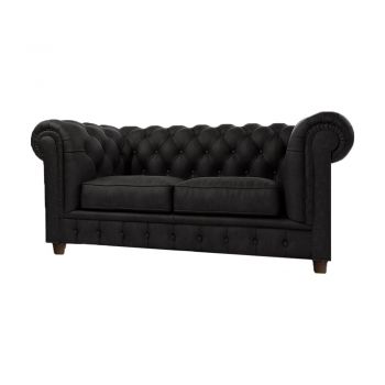 Canapea neagră cu tapițerie din catifea 184 cm Cambridge – Ropez