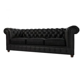 Canapea neagră cu tapițerie din catifea 230 cm Cambridge – Ropez