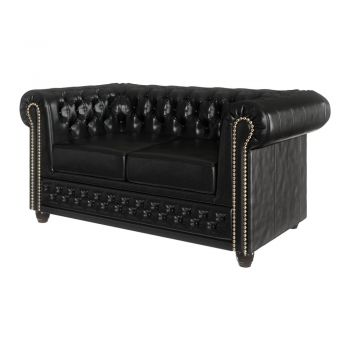 Canapea neagră extensibilă cu tapițerie din imitație de piele 148 cm York – Ropez