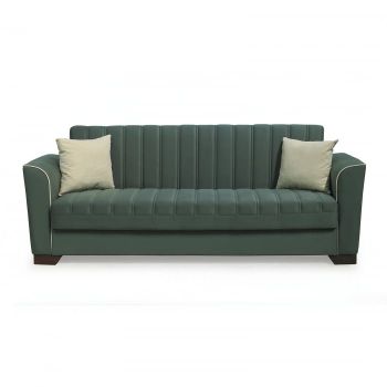 Canapea QUEEN extensibila, 3 locuri, cu arcuri si lada depozitare, verde, 218x70x80 cm ieftina