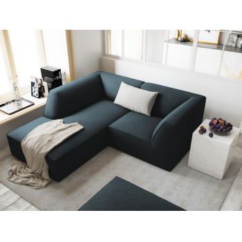 Coltar fix de 3 locuri tapitat cu Catifea Corduroy Albastru cu orientare customizabila L186cm Ruby