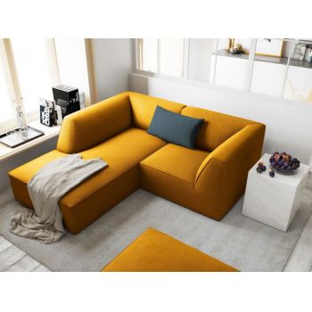 Coltar fix de 3 locuri tapitat cu Catifea Corduroy Galben cu orientare customizabila L186cm Ruby