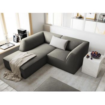 Coltar fix de 3 locuri tapitat cu Catifea Corduroy Gri deschis cu orientare customizabila L186cm Ruby