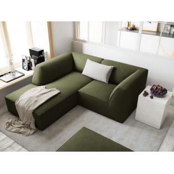 Coltar fix de 3 locuri tapitat cu Catifea Corduroy Verde cu orientare customizabila L186cm Ruby