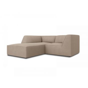 Coltar fix de 3 locuri tapitat cu Stofa Bej inchis cu orientare customizabila L186cm Ruby