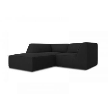 Coltar fix de 3 locuri tapitat cu Stofa Negru cu orientare customizabila L186cm Ruby